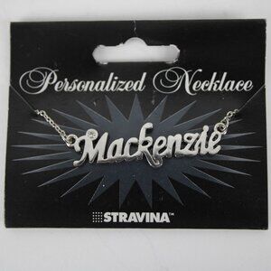 MACKENZIE Name Silvertone Rhinestone 14.5"w4.5" Multi Ring Extender Necklace